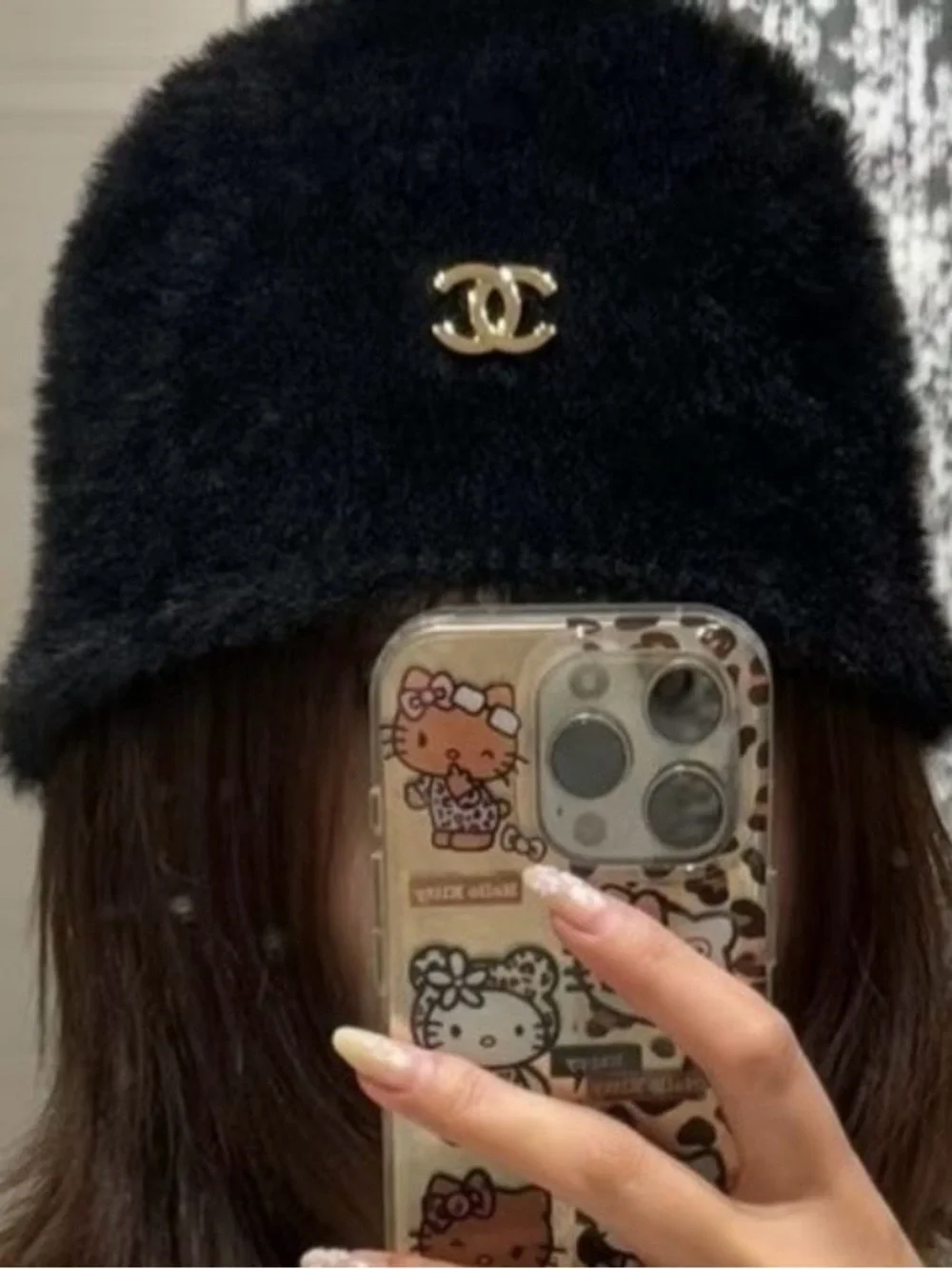 Double C Metiers d’Art 2026 Cloche Hat Black with Gold Tone Metal Logo